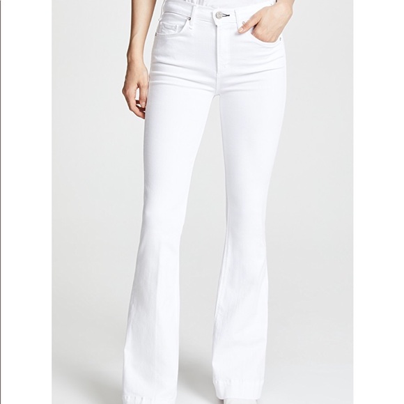 white denim flare jeans